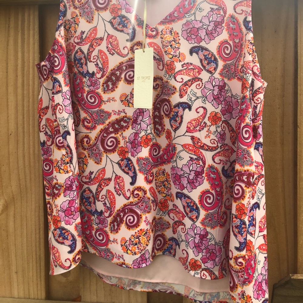 St tropez colorful paisley silk top